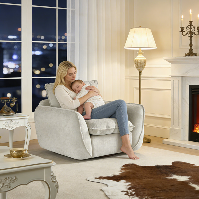 Fauteuil d'appoint pivotant surdimensionné, Gris