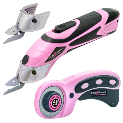 Ciseaux en tissu électriques Pink Power pour l'artisanat, la couture, le carton, le tapis et le Scrapbooking
