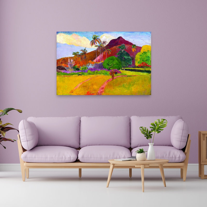 «Tahitian Landscape Classic Colorful Serene Palm Landscape Summer», impression murale, H 40 po x l 60 po
