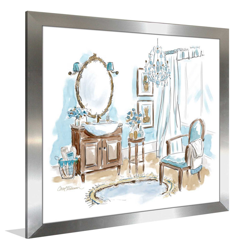« blue opulence ii », reproduction de peinture à l’aquarelle encadrée, H 39,5 po x l 39,5 po x P 0,75 po