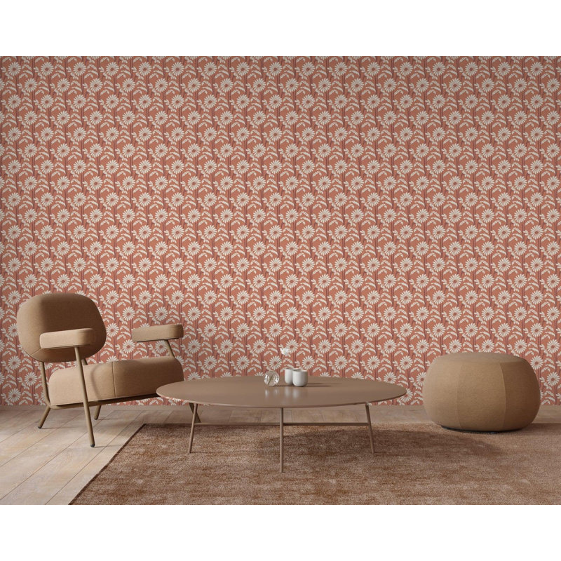 Woodland Bloom - Floral Wallpaper, Soot, Faux Grasscloth, Non-pasted