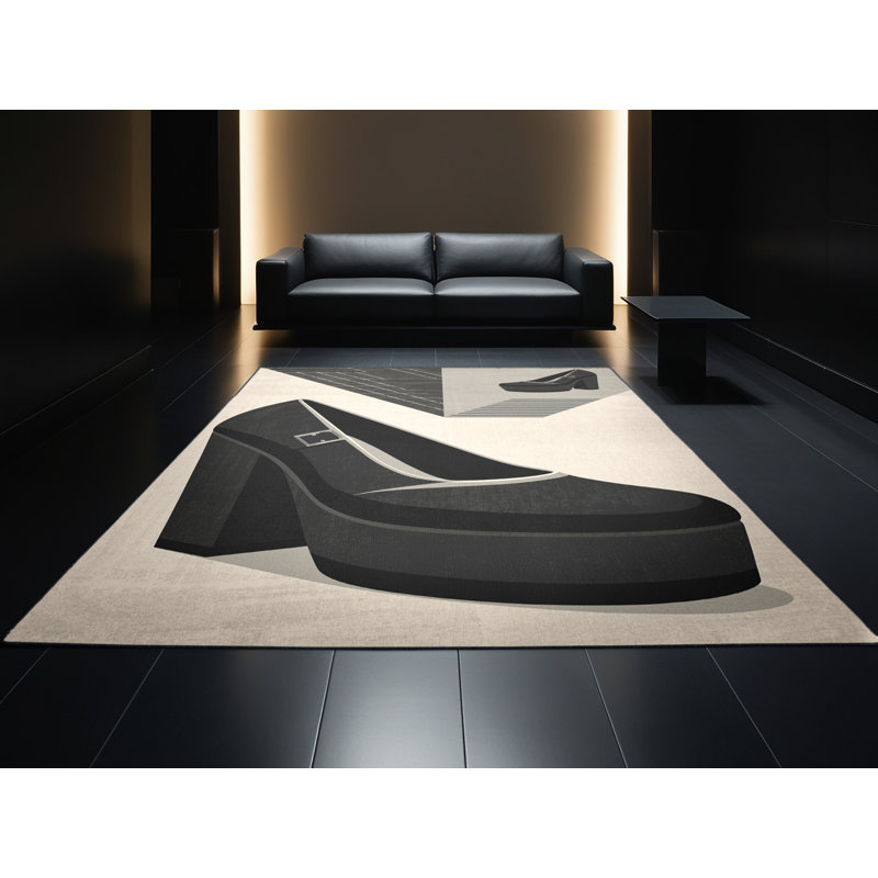 Tapis géométrique rétro gris lavable à la machine Luray, 2x3
