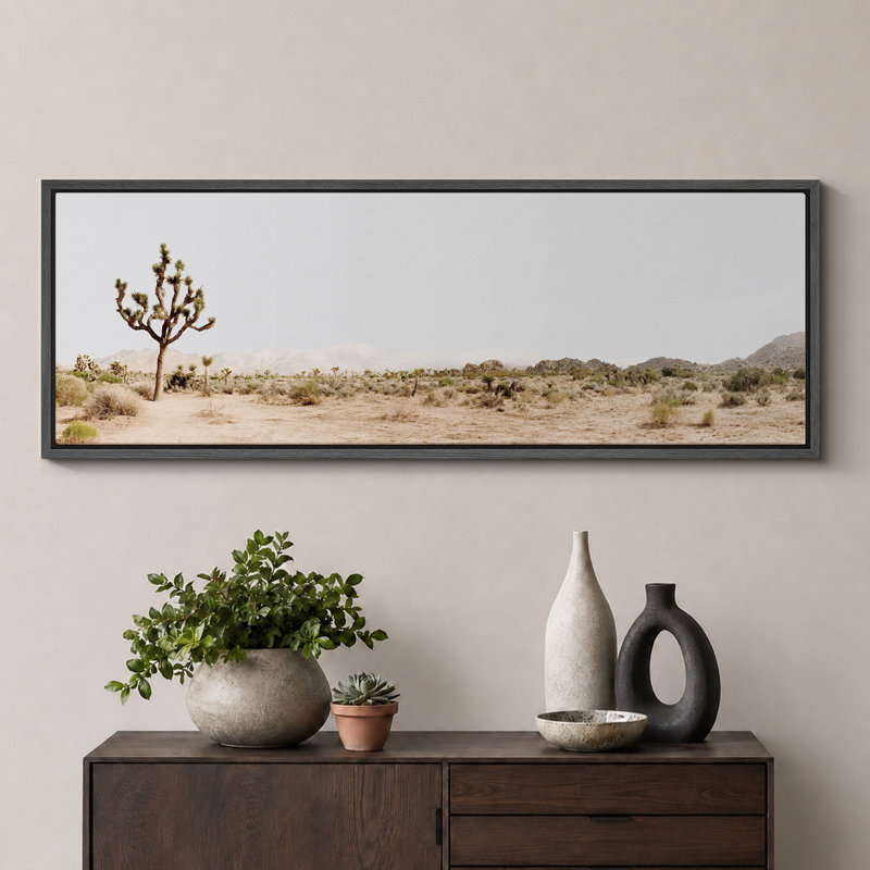 «Cactus Desert», Joshua Tree Retro, chambre à coucher, paysage, très grande impression sur toile encadrée, H 20 po x l 60 po