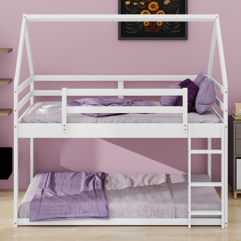 Modern Low Bunk Bed with  Sturdy Ladder