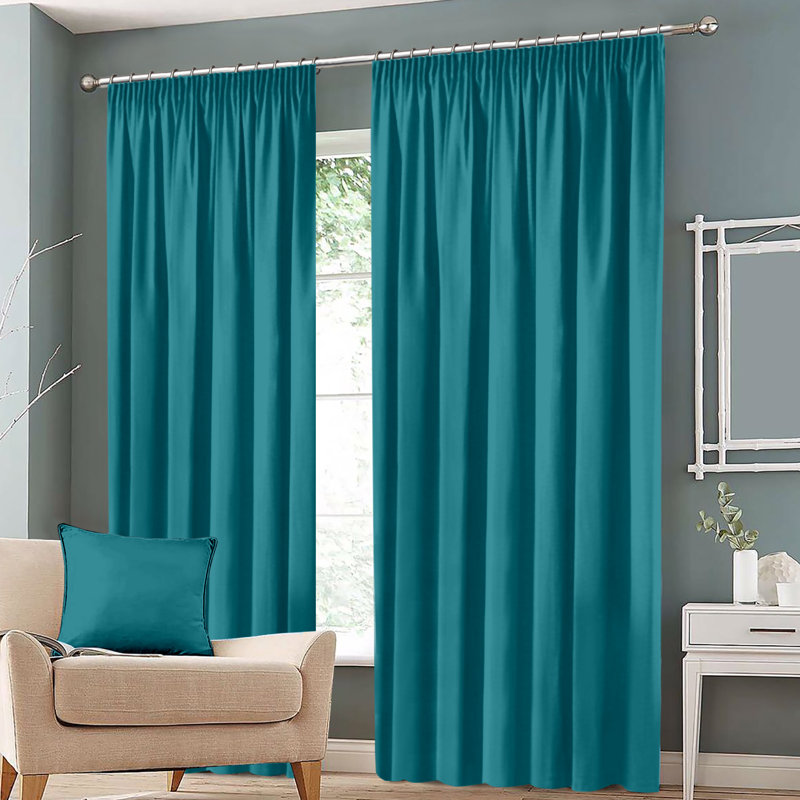 Eiliana Room Darkening Curtain Pair, Width 167 x Drop 183 cm, Teal