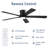 Cissline 52" Modern Black Flush Mount Ceiling Fan with LED Light and Remote Control for Bedroom, Living Room, and Kitchen-1370555228