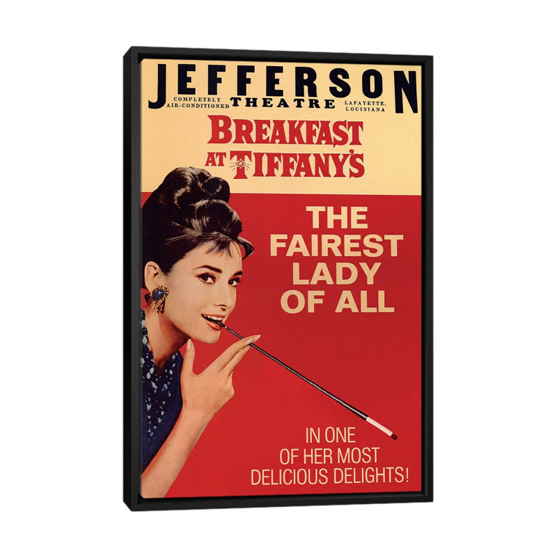 «Breakfast at Tiffany's Film Poster (Jefferson Theatre Edition)», affiche vintage sur toile, H 26 po x l 18 po x P 1,5 po