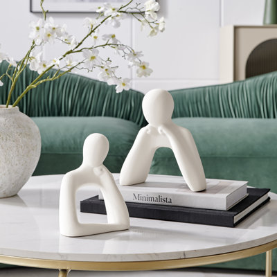 Leiona 2-Piece Matte Ceramic Couple Sculpture Set