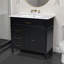 Ensemble de meuble-lavabo simple 36 po avec lavabo en céramique, structure en bois massif, 2 tiroirs fonctionnels et armoire-115630028