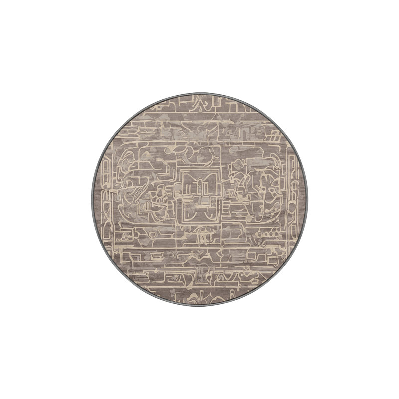 Machine Washable Gray Area Rug, Round 3'