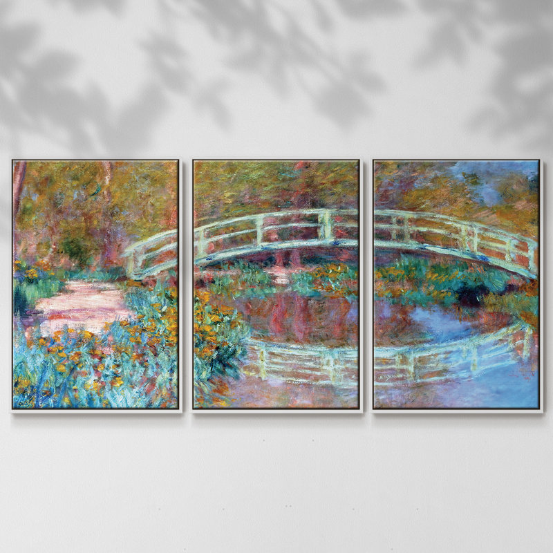 Le pont japonais (Le pont dans le jardin de Monet), 1900 3 pièces, H 36 po x l 75 po x P 2 po, Blanc