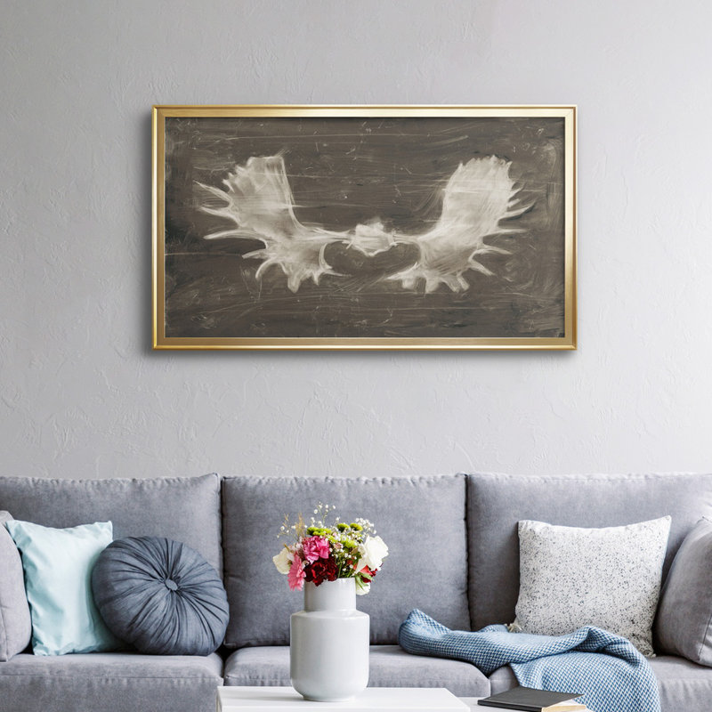 Rustic Moose Mount II - Toile encadrée de qualité supérieure - prête à être accrochée, H 10,5 po x l 18,5 po x P 1 po