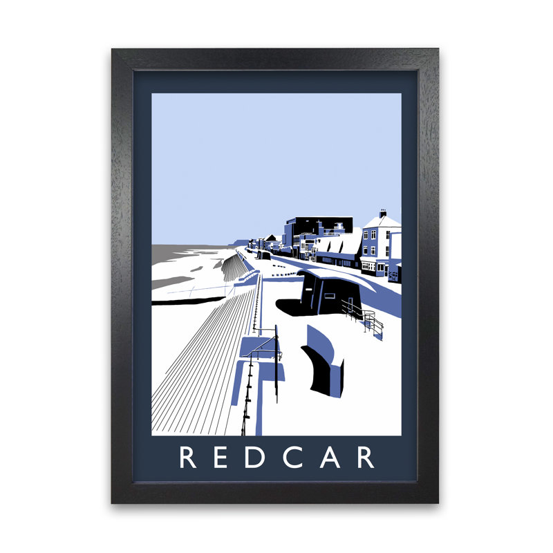 Redcar In Snow by Richard O'Neill - Single Picture Frame Print, 841 cm H x 594 cm W, Black