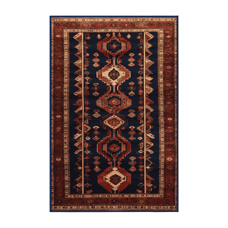 Tapis persan noir lavable à la machine, Rectangle 5 pi x 7 pi