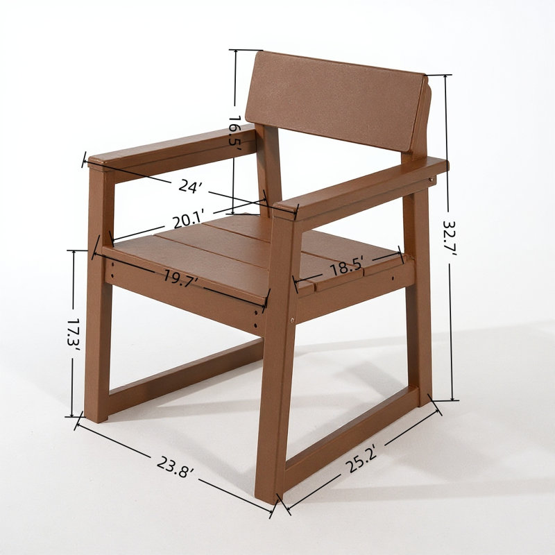 Ensemble de chaises de jardin HDPE, Brun