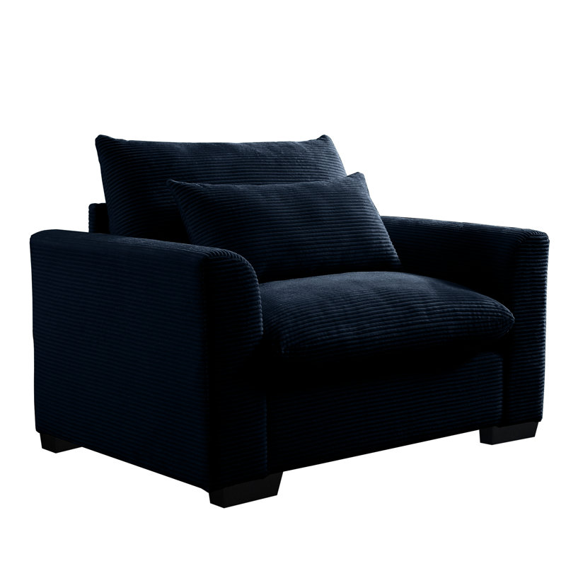 Fauteuil simple bleu en velours côtelé pour la chambre à coucher - Fauteuil de construction