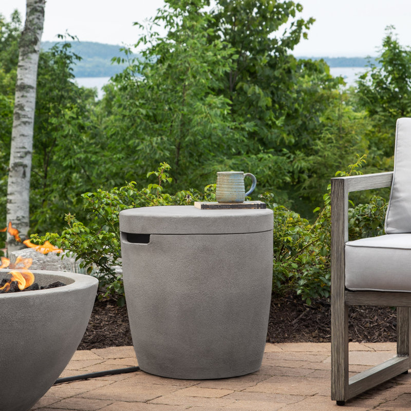Eldora 20" Round Concrete Propane Tank Cover and Side Table by Real Flame, Shade