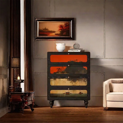 Ash Frame Cabinet with Multiple Drawers