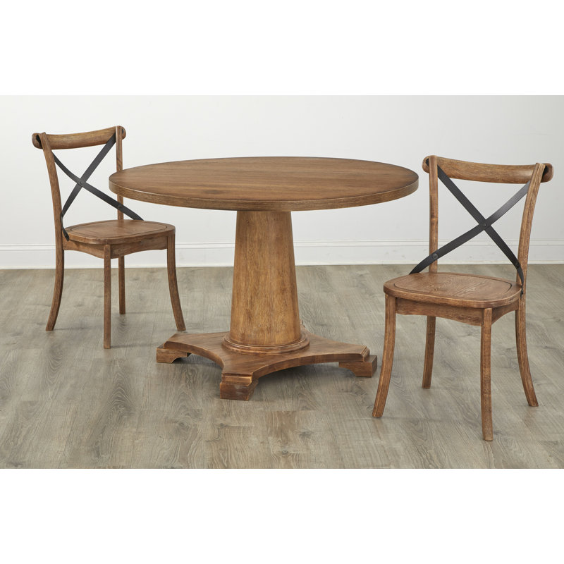 Gumm Pedestal Dining Set, 3 Pieces: 1 Table, 2 Chairs