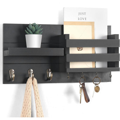 Organisateur de courrier mural et porte-clés avec tablette Rustic