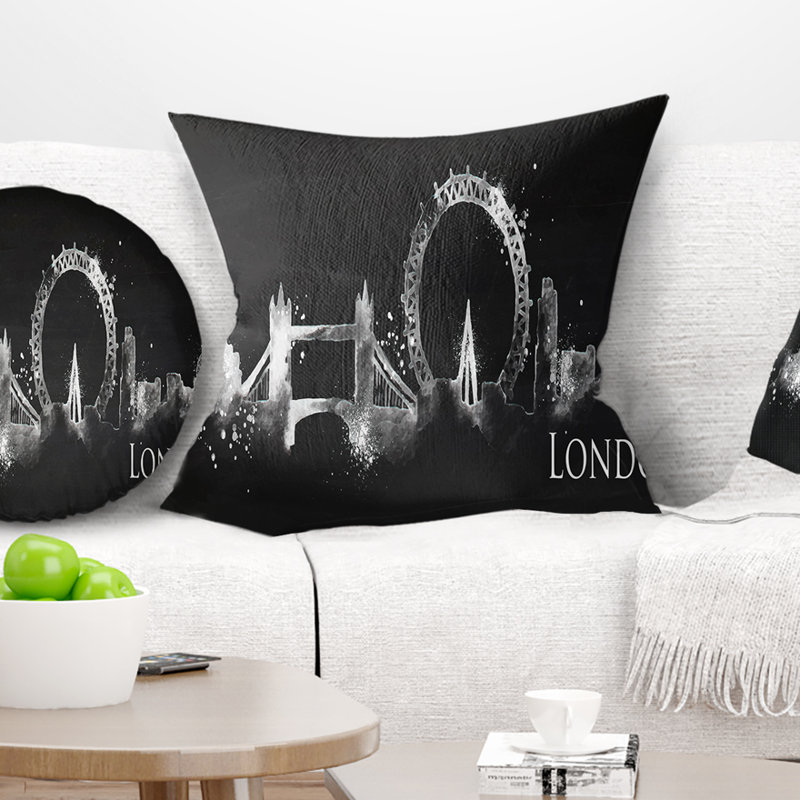 Peinture london dark silhouette oreiller Cityscape