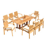 8 - Person Teak Wood Patio Dining Set