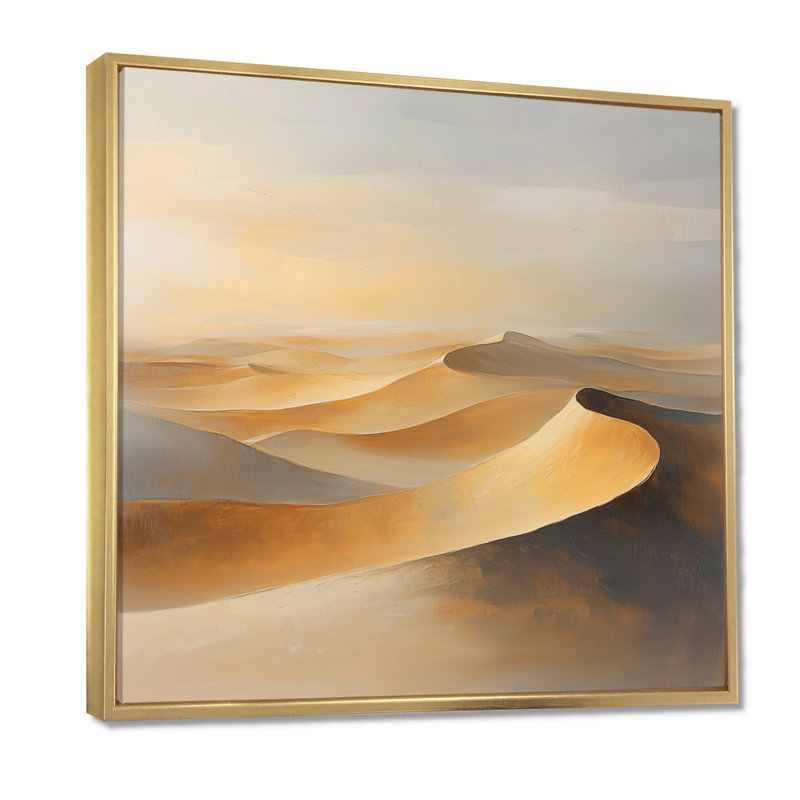 Crêtes de sable doux - Impression sur toile encadrée du désert, H 24 po x l 24 po, Cadre flottant doré