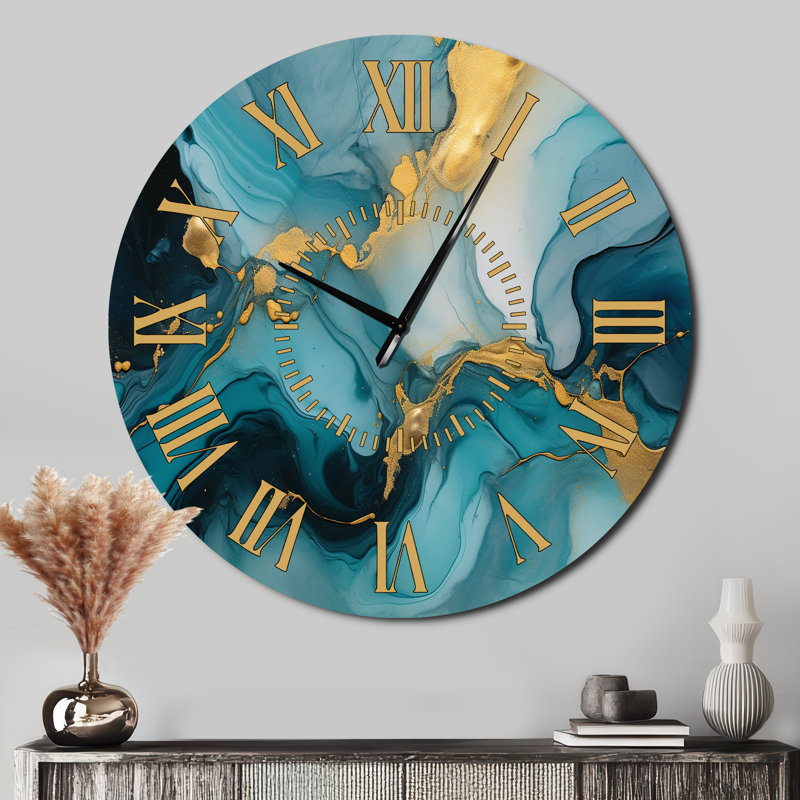 Horloge murale turquoise, Surdimensionné