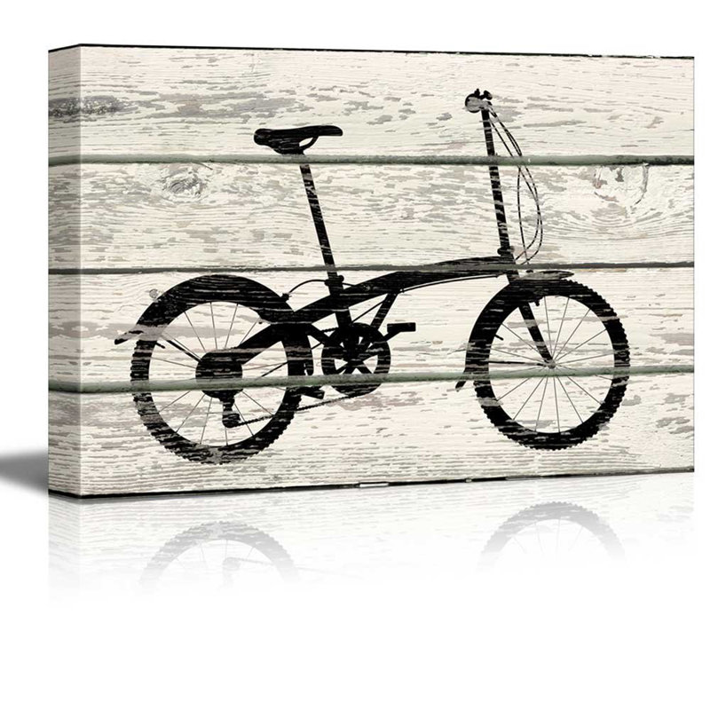 Silhouette de bicyclette, art de la maison II, H 24 po x l 36 po