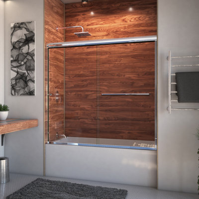 Ete 72'' - W x 57.375'' H Bypass Door Frameless Tub Door with