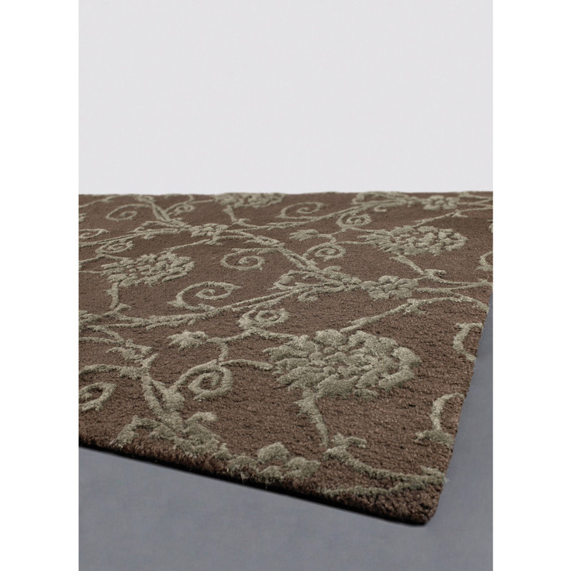 Bertram Authentic Hand-Tufted Handmade Brown & Green Transitional Floral Trellis Wool, Jute & Sisal Area Rug