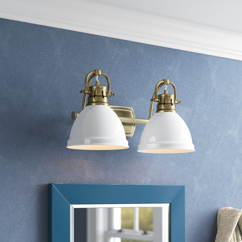 Lyndee 2 - Light Dimmable Vanity Light, Matte White, Aged Brass