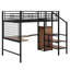 Lit mezzanine en métal avec bureau et grille en métal, avec garde-robe-467616654