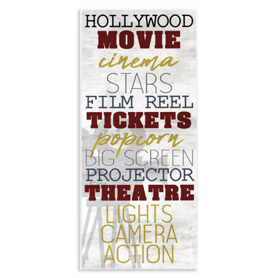 Vintage Cinema Projector Movie List Canvas Wall Art By Kim Allen -  Stupell Industries, ar-971_wd_7x17