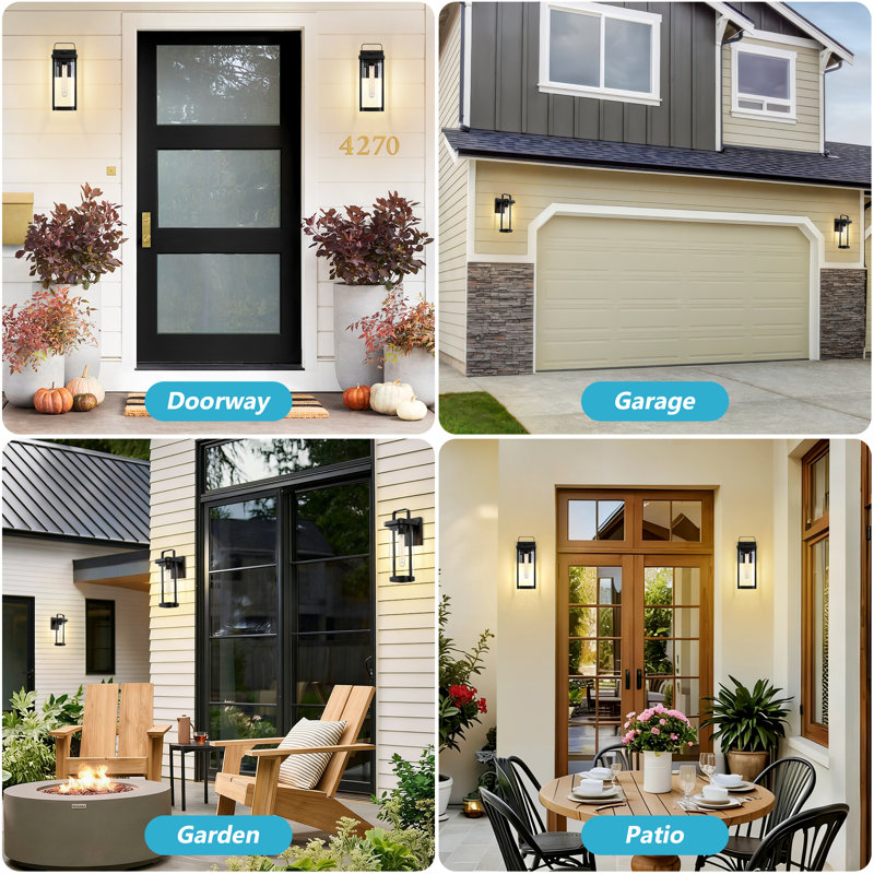 2 Pack  13.5”H 1-Light Matte Black Outdoor Wall Lights, Outdoor Wall Sconce With Clear Glass(Bulb Not Include)