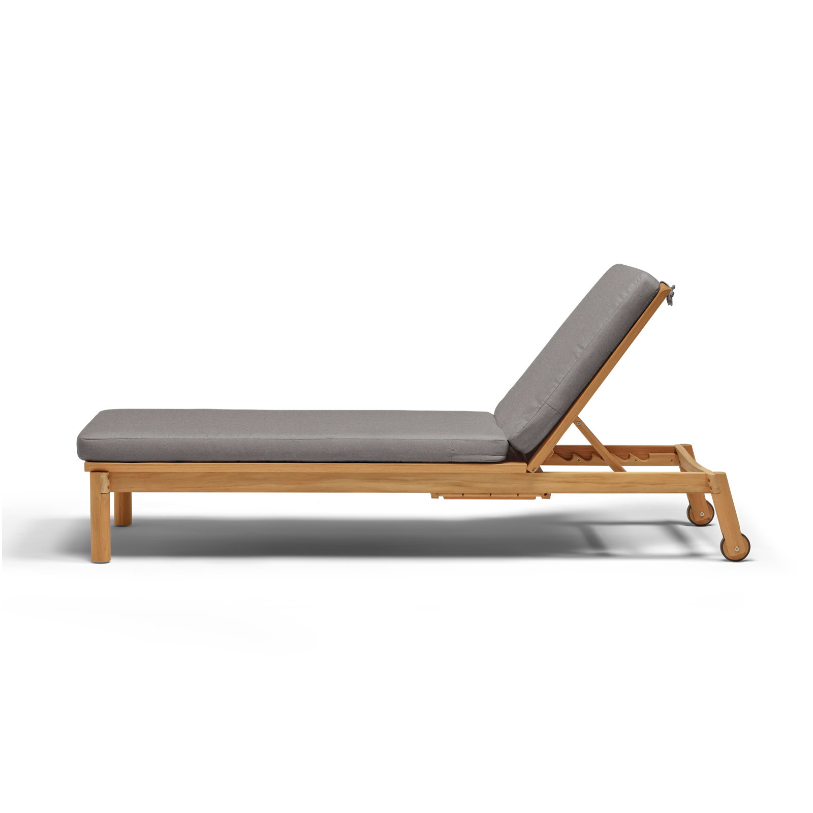 Haven 27.5'' Outdoor Teak Chaise Lounge, Sunbrella Greystone