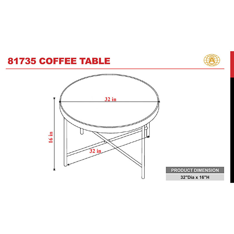 Table basse simple Nobuichi, H 16 po x l 32 po x P 32 po
