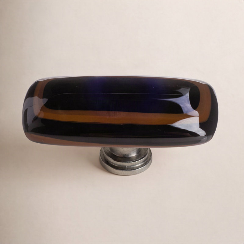Stratum Rectangular Knob, Woodland/Black, Satin Nickel