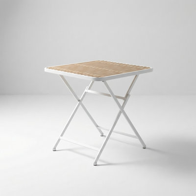 Modern Folding Square Table for Indoor and Outdoor Use with Polypropylene Tabletop and Metal Legs in Versatile Neutral Colors