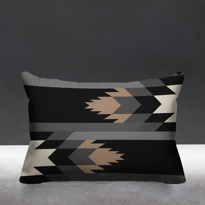 Coussin intérieur / extérieur Lansa Southwestern, Noir