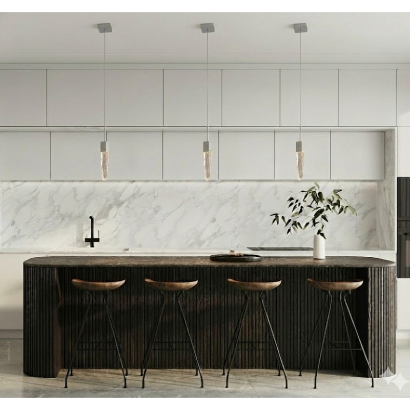 Elsmere Modern 1 Light Chrome Crystal Pendant, Chrome