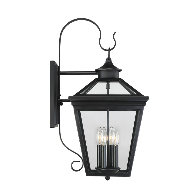 Manwe 4 - Bulb 25.5" H Outdoor Wall Lantern in Black, Black