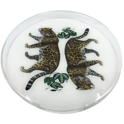 Plateau rond rond en acrylique Leopard Seeing
