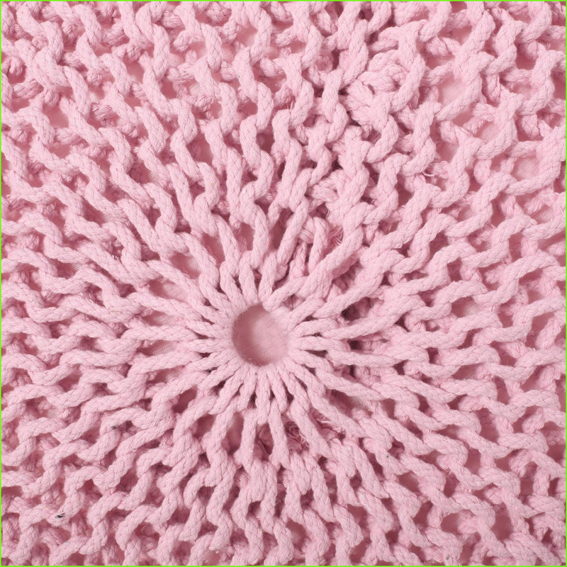 Repose-pieds en tricot de coton Modern | Siège d'appoint l 19 po x H 12 po | Coton rose