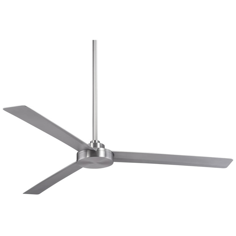 62" Roto 3 - Blade Outdoor Propeller Ceiling Fan with Wall Control, Brushed Aluminum