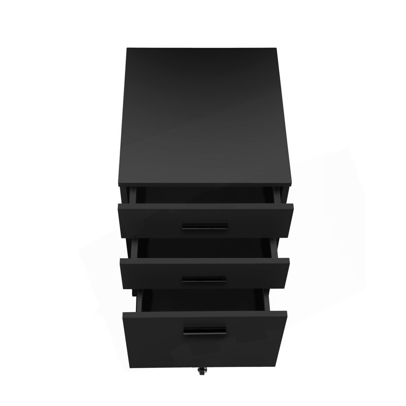Modern Rolling File Cabinet with Storage Drawers and Printer Stand, Perfect for Contemporary Office Spaces.