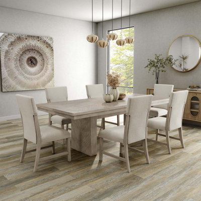 Ensemble de table de salle à manger extensible 7 pièces avec chaises rembourrées Bartel