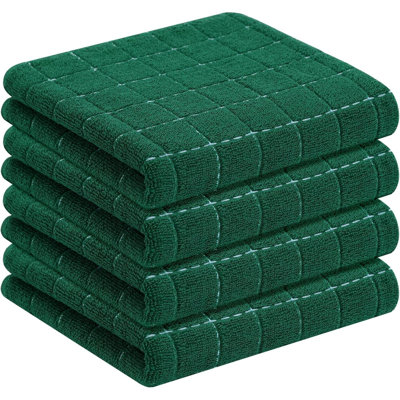 100% Cotton Terry Kitchen Towels Checkered Designed, Soft And Super Absorbent Dish Towels, 4 Pack