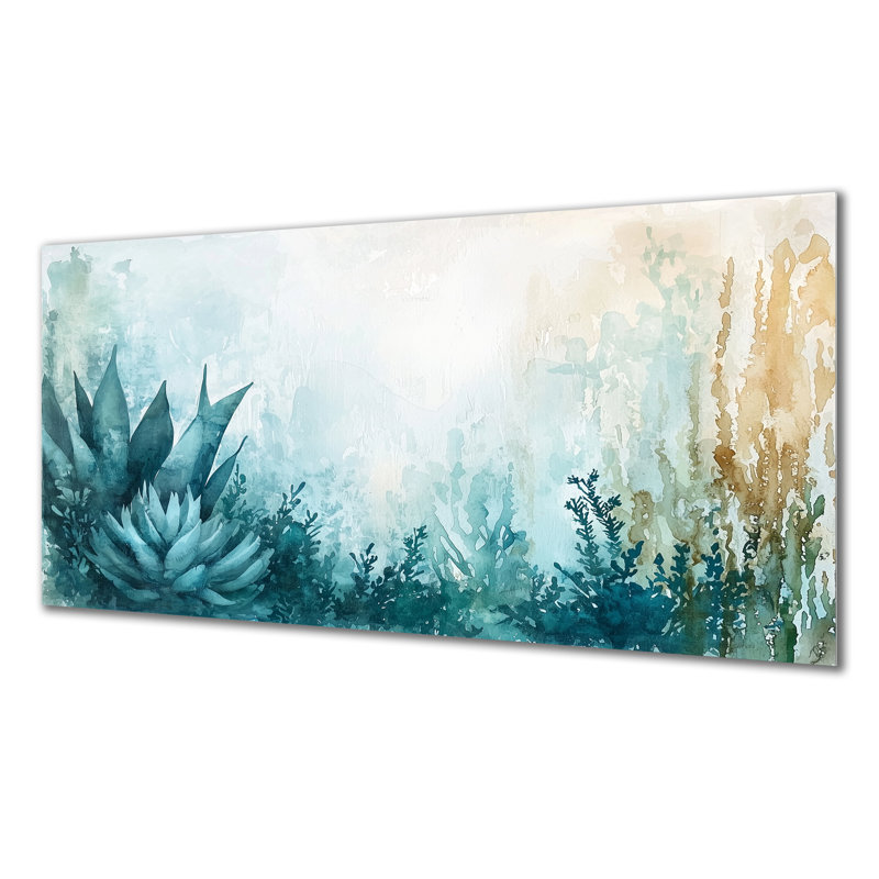 Cactus Forest Minimal Composition - Floral Metal Wall Art Decor, Floral Cactus Metal Print, 28" H x 60" W