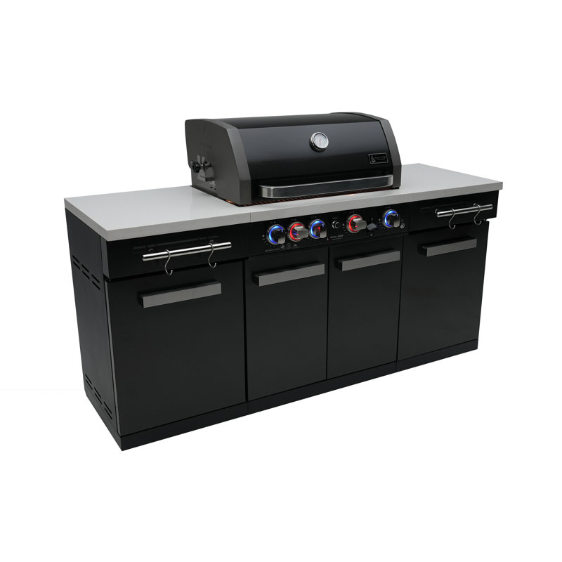 Mont Alpi 5-Burner 63000 BTU Black Stainless Steel Outdoor Kitchen Island Barbecue Gas Grill